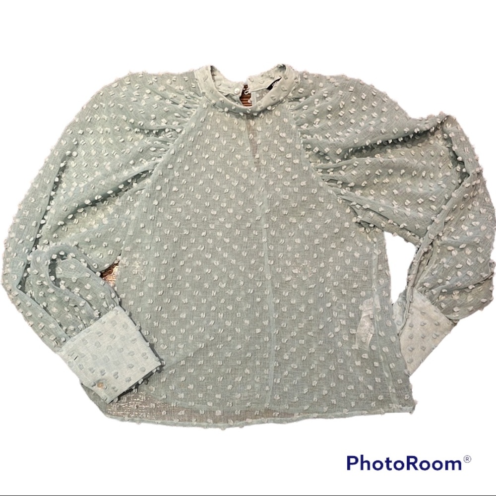 Zara blue puffy sleeve blouse size small